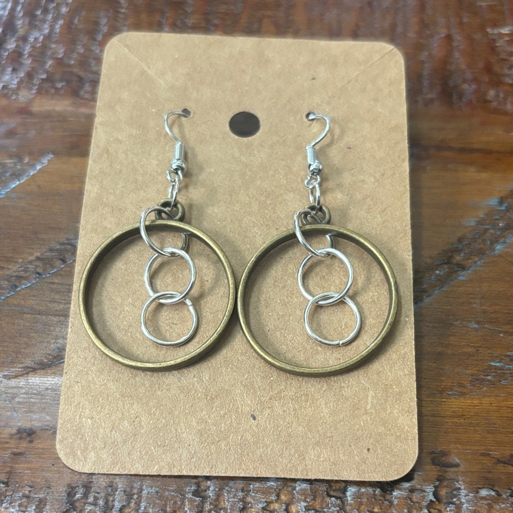 Elegant Beonze and Silver Hoop Earrings